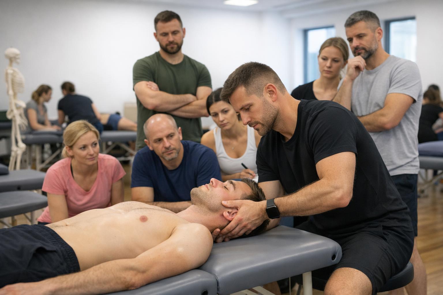 Zdjęcie praktycznych zajęć z terapii manualnej podczas kursu w Rzeszowie