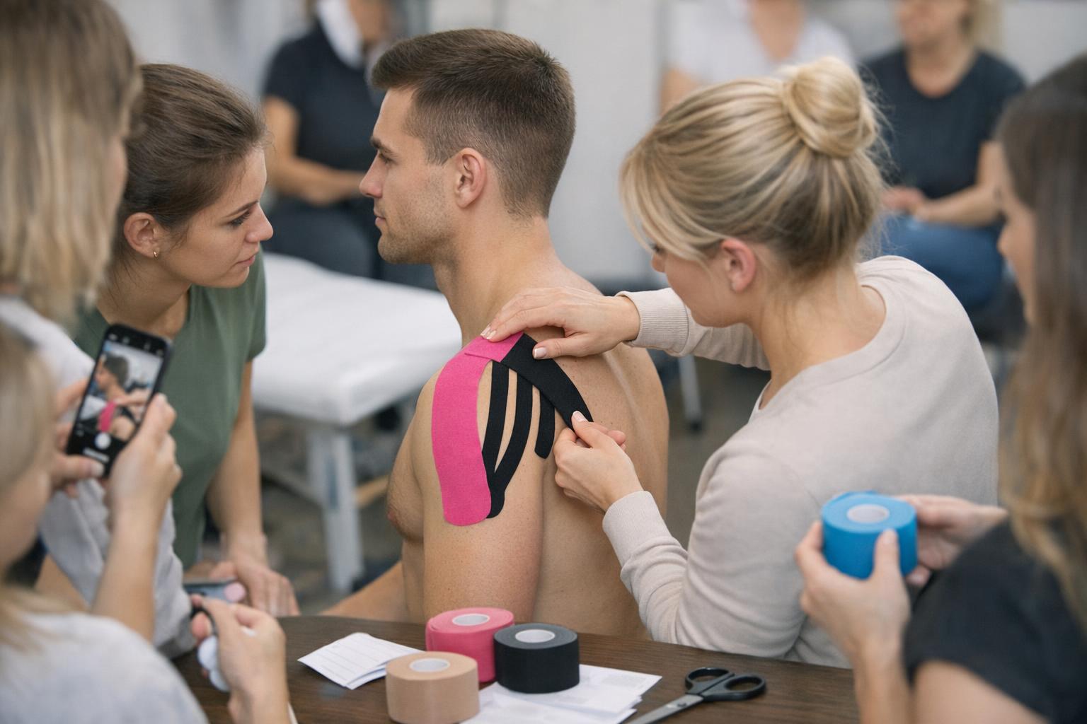 zdjęcie szkolenia praktycznego z aplikacji taśmy na modelu